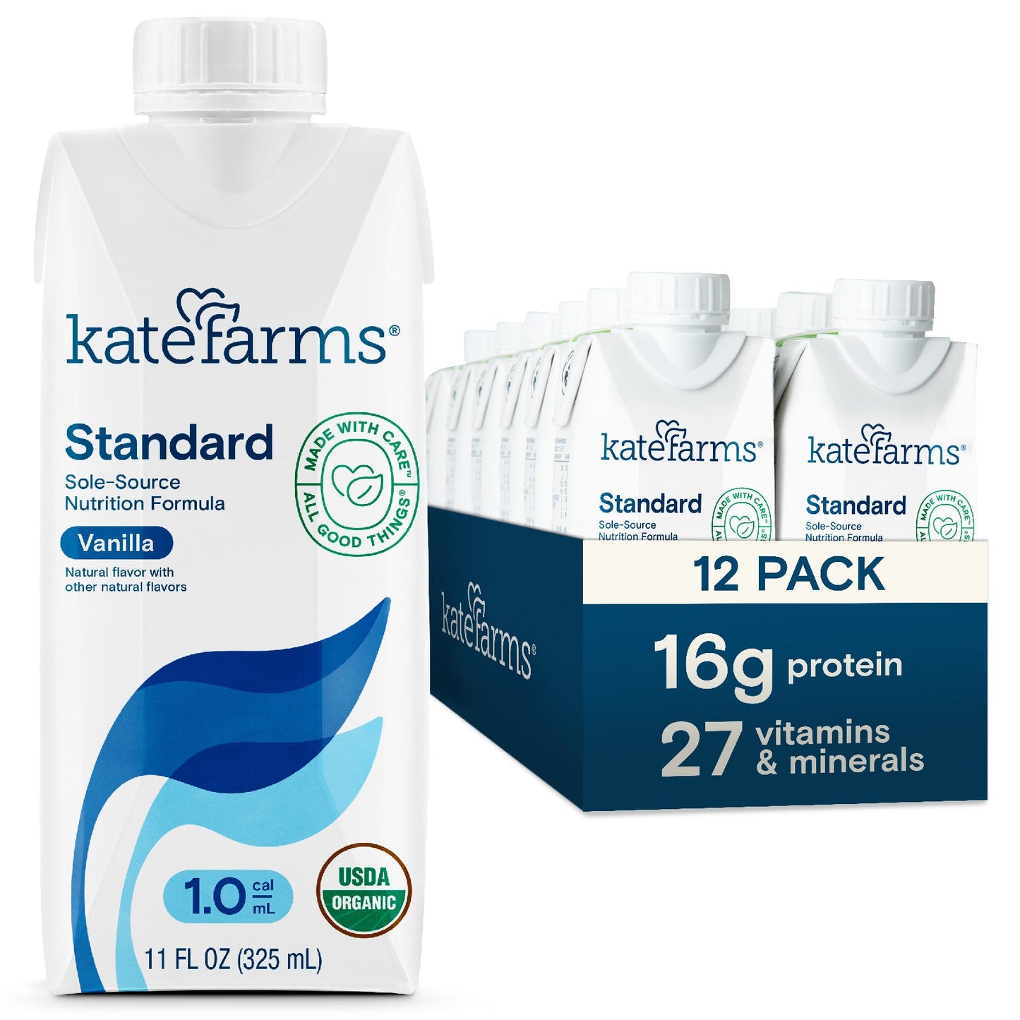 Kate Farms Standard 1.0 Vanilla Oral Supplement / Tube Feeding Formula, 11 Oz. Carton #851823006683