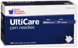 GNP Pen Needles, 31 Gauge (31G) x 8mm Length, 30 Count