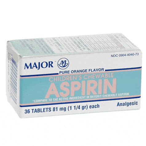, (Major) Aspirin Children Chewable Tablets 1.25Gr 36 By Major