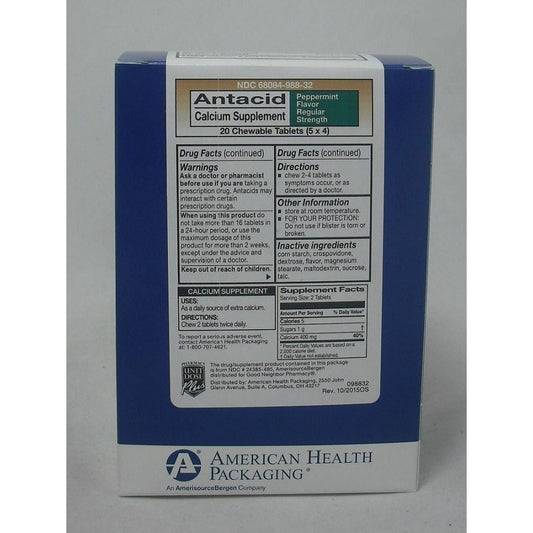 Ahpcoh Calcium Supplement Peppermint Flavor Antacid Chewable
