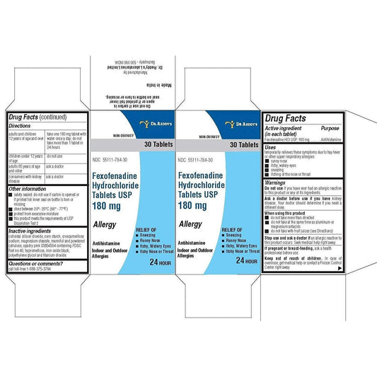 Dr. Reddy's Fexofenadine Hydrochloride Tablets, 180 Mg, 30/Bottle