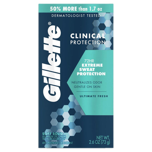 Gillette Antiperspirant Deodorant For Men, Clinical Soft Solid, Ultimate Fresh, 72 Hr. Sweat Protection