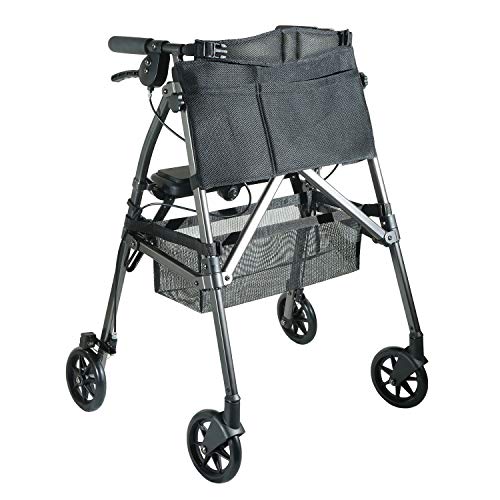 Stander EZ Fold-N-Go Rollator Walker With Seat- Black Walnut