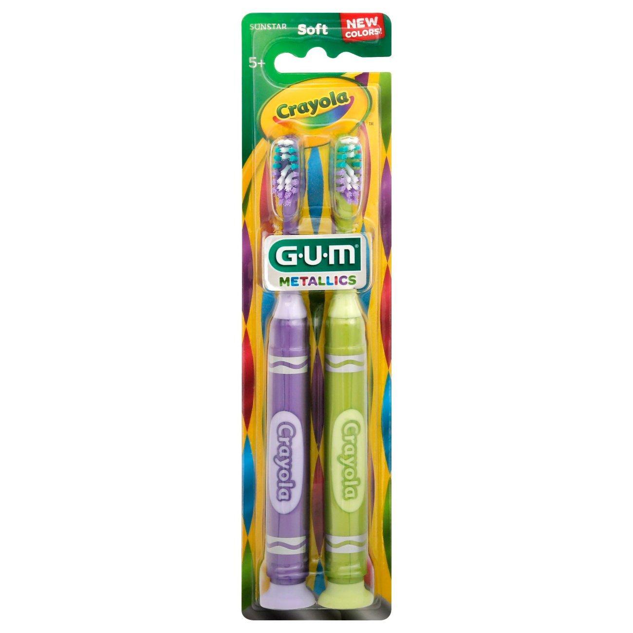 GUM Crayola Toothbrushes, Soft, Metallics