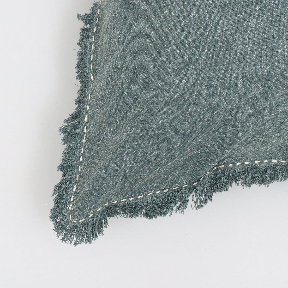 Stonewashed Linen Pillow with Hand Worked Edges