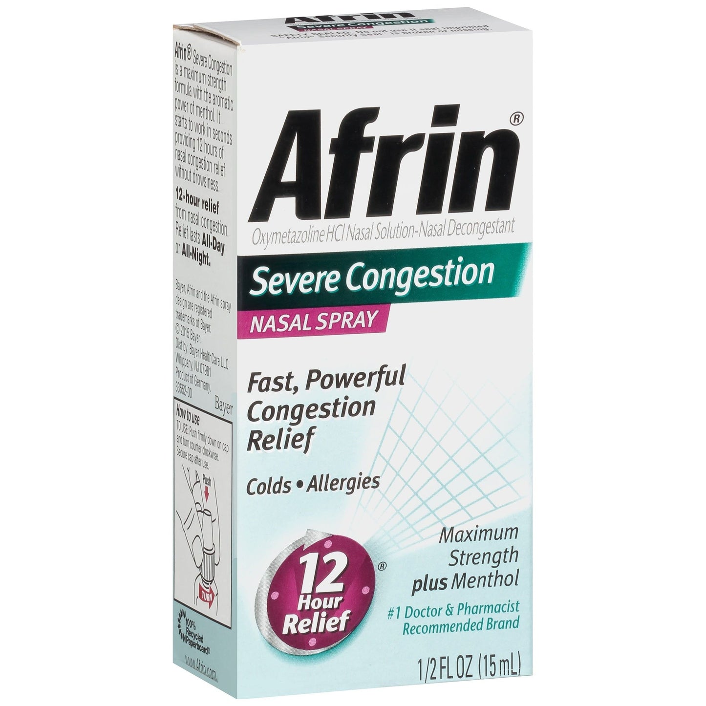 Afrin Maximum Strength Severe Congestion Nasal Spray, 1/2 Fl Oz