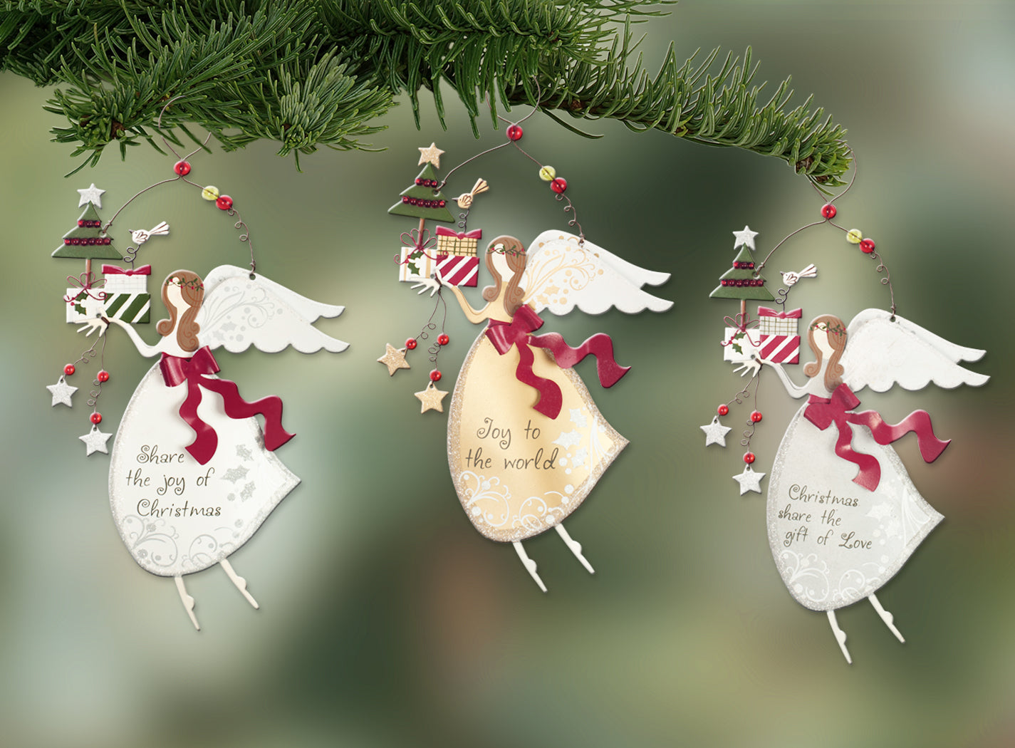 Heavenly Holiday Angel Ornaments - Set of 3
