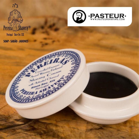 Pereira Shavery Shaving Soap with Activated Charcoal in Ceramic Dish With Cinnamon Orange Aromatherapy