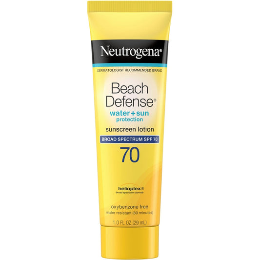 Neutrogena Beach Defense Water + Sun Protection Broad Spectrum Sunscreen Lotion, SPF 70, 1.0 Fl Oz