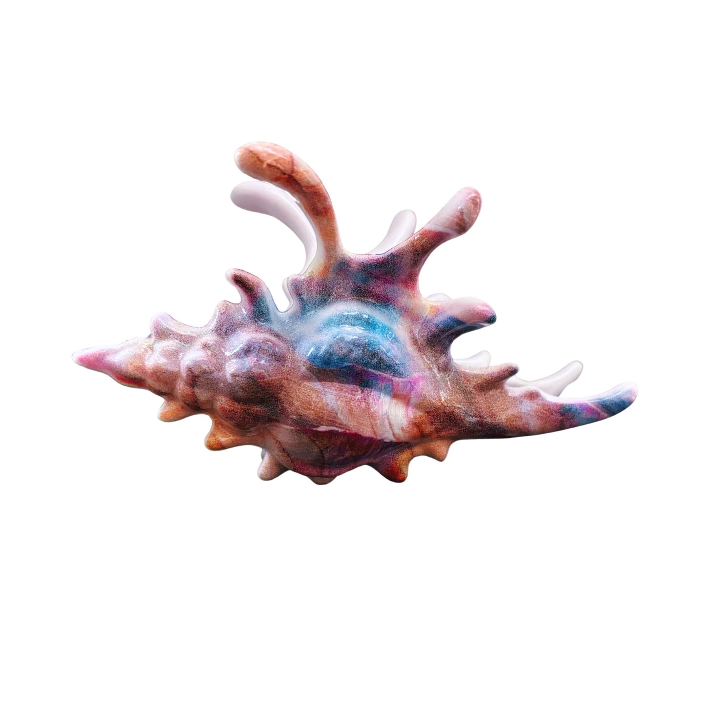 Velvet Claws Realistic Conch Shell Hair Claw in Mermaid Colors | Claw Clip in Velvet Travel Bag