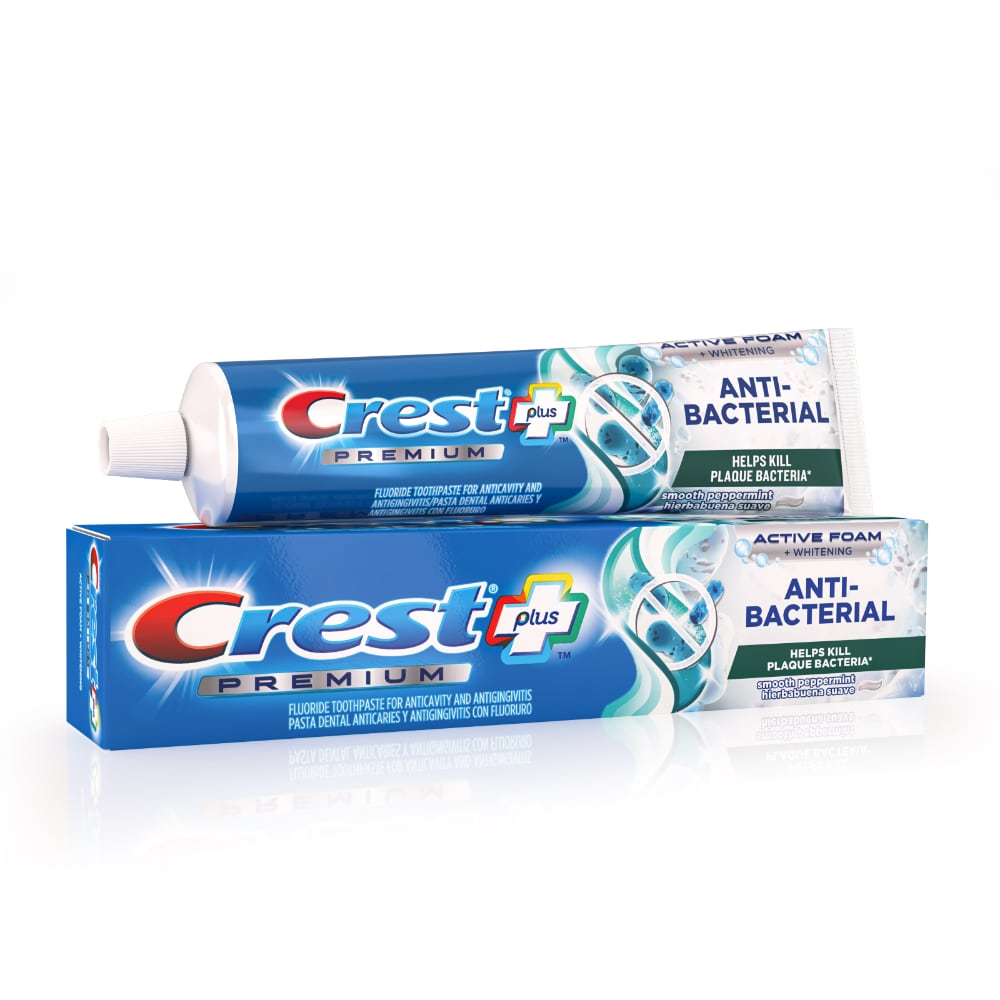 Crest Premium Plus Anti Bacterial Toothpaste, Smooth Peppermint Flavor 7.0oz