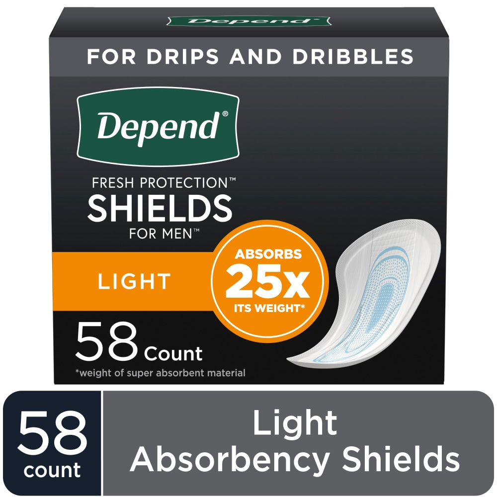 Depend Bladder Control Shields Incontinence Shields, Pads For Men, Light Absorbency