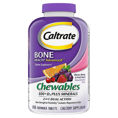 Caltrate 600+D3 Plus Minerals Cherry, Orange & Fruit Punch Chewables Calcium Supplement