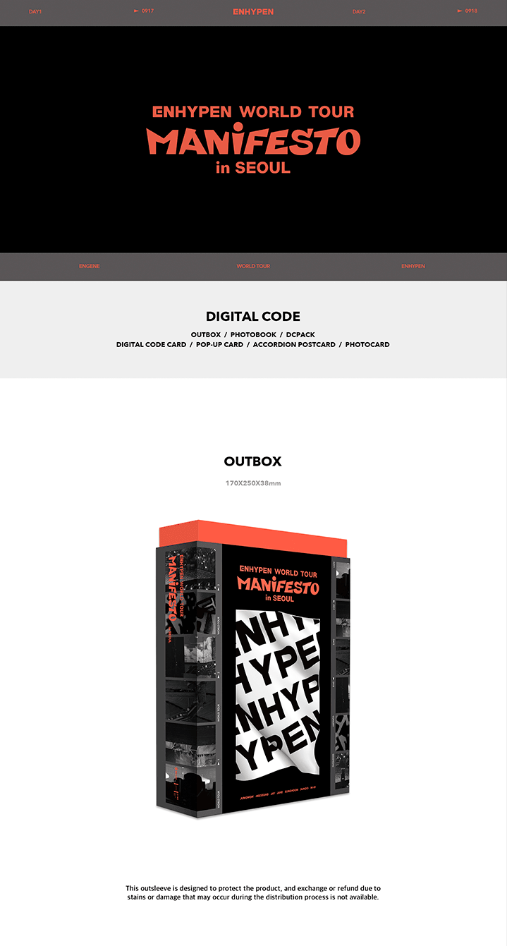 ENHYPEN World Tour - Manifesto In Seoul Digital Code + DVD