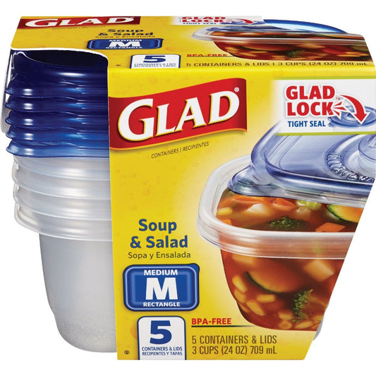 Glad Food Storage Containers, Soup And Salad, 24 Ounce