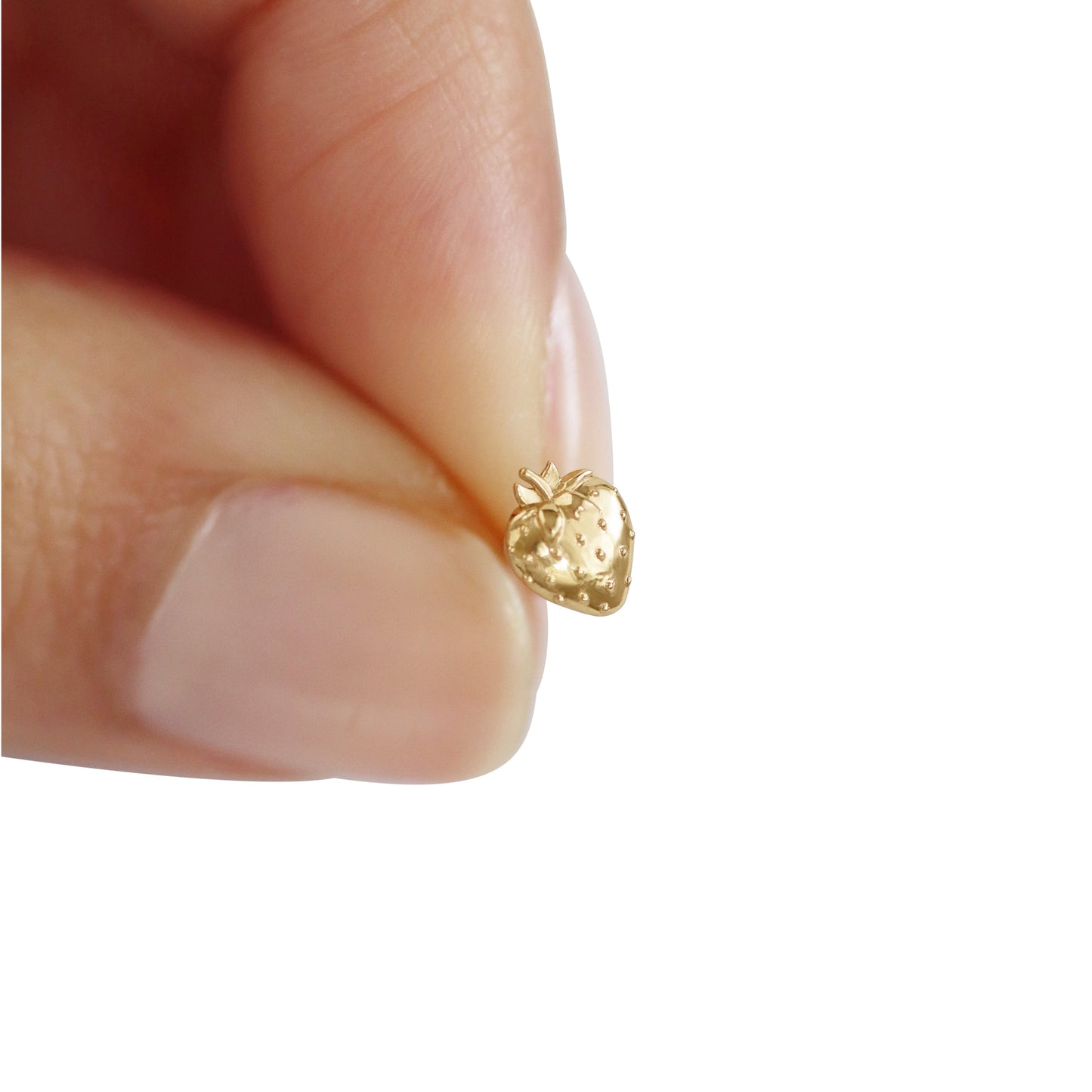 14K Yellow Gold Strawberry Stud