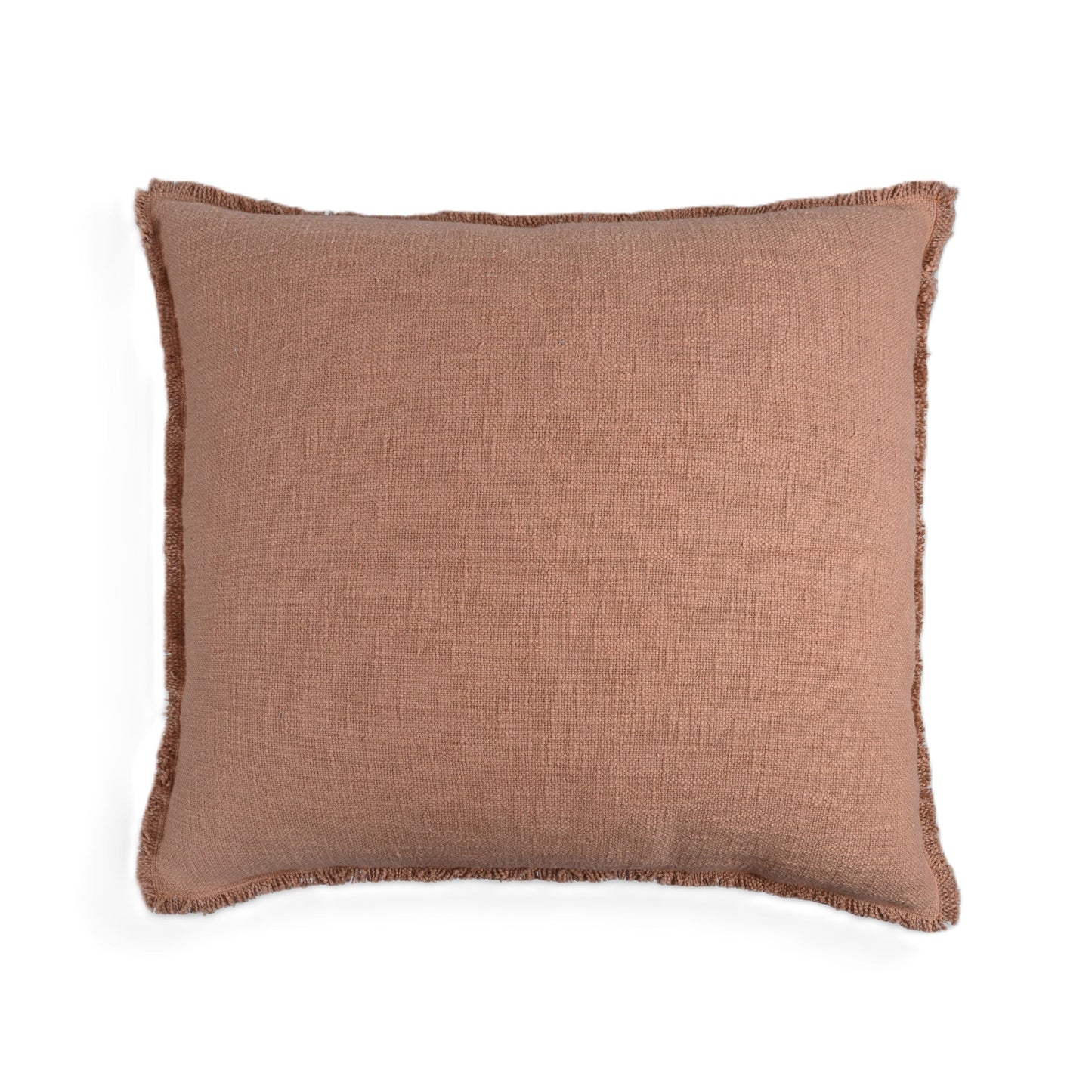 Organic Chic washed textured cotton solid pillow cover with frayed edges