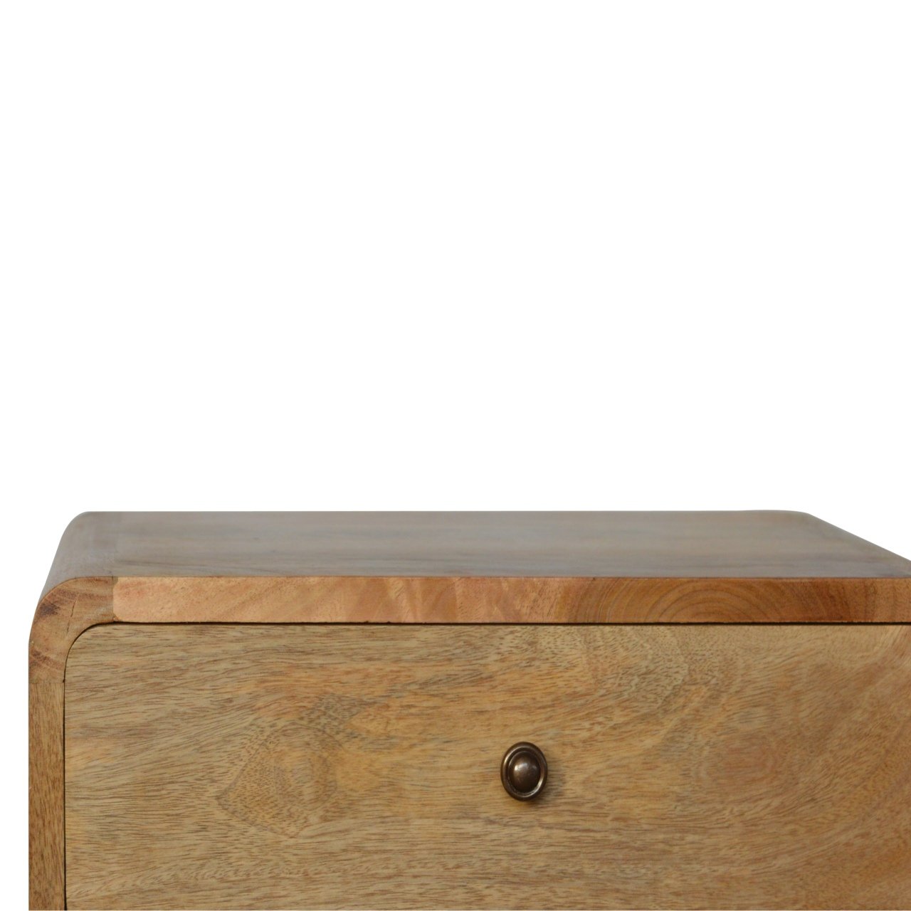 Solid Wood Curved Bedside, 2 Drawers