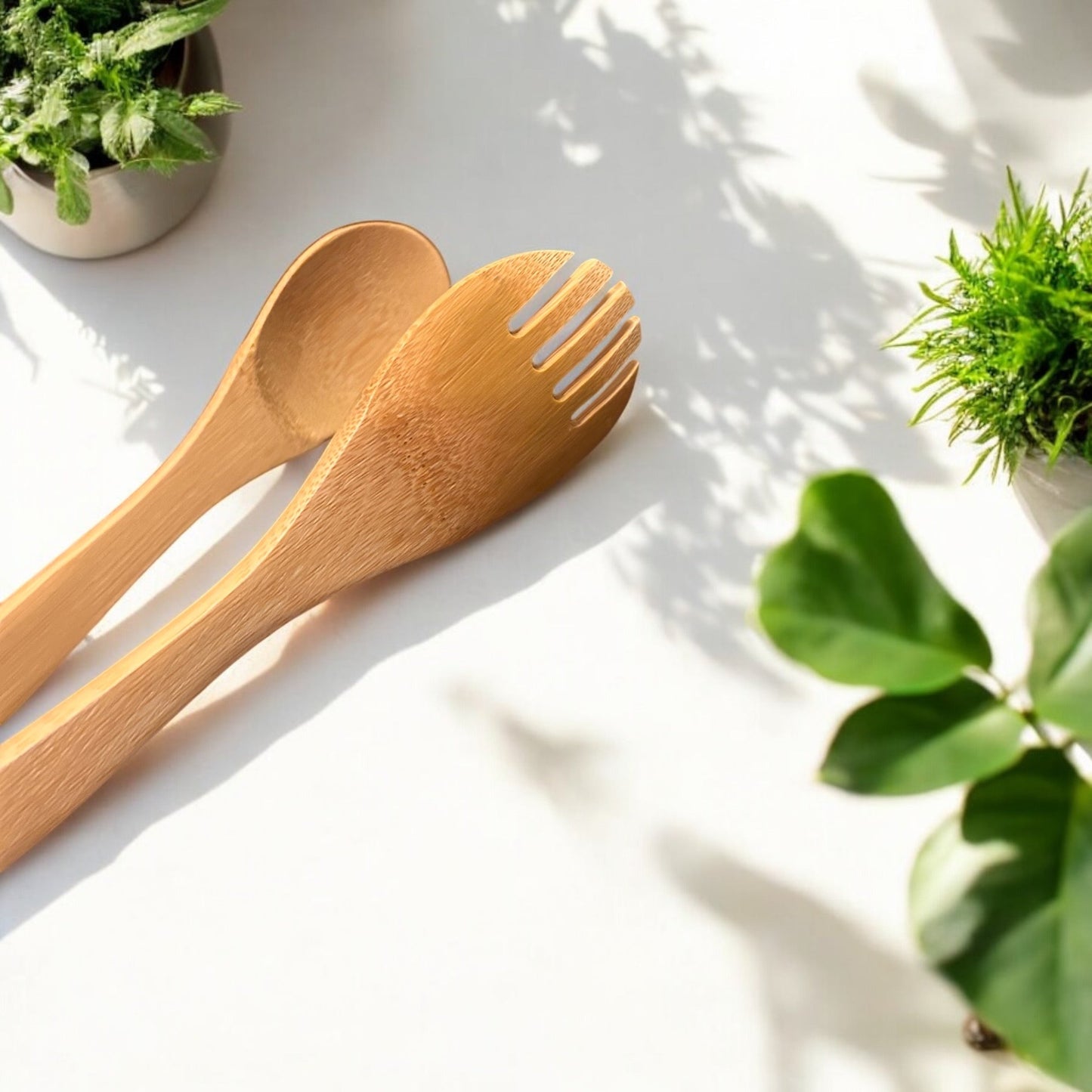 12" Bamboo Salad Tongs