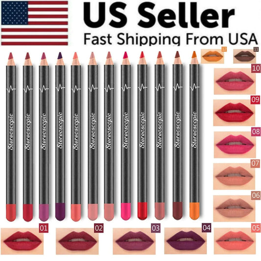 12-Piece Waterproof Lipstick & Lip Liner Set | Matte Finish & Long Lasting