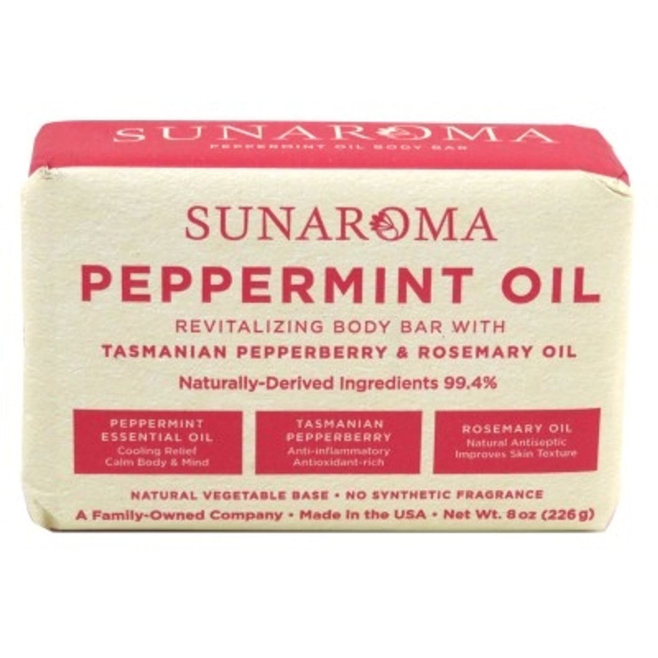 Sunaroma Peppermint Oil And Rosemary Body Bar Soap, 8 Oz