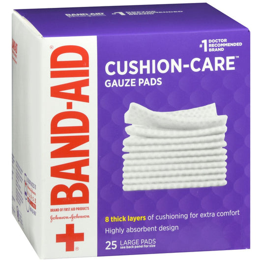 Band-Aid Cushion Care Gauze Pads, Large, 4 X 4, 25ct