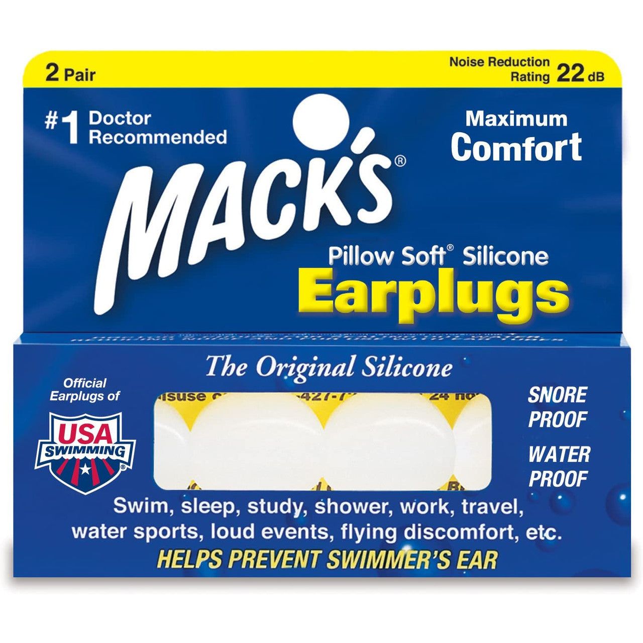 Mack's Pillow Soft Silicone Putty Earplugs, 2 Pair