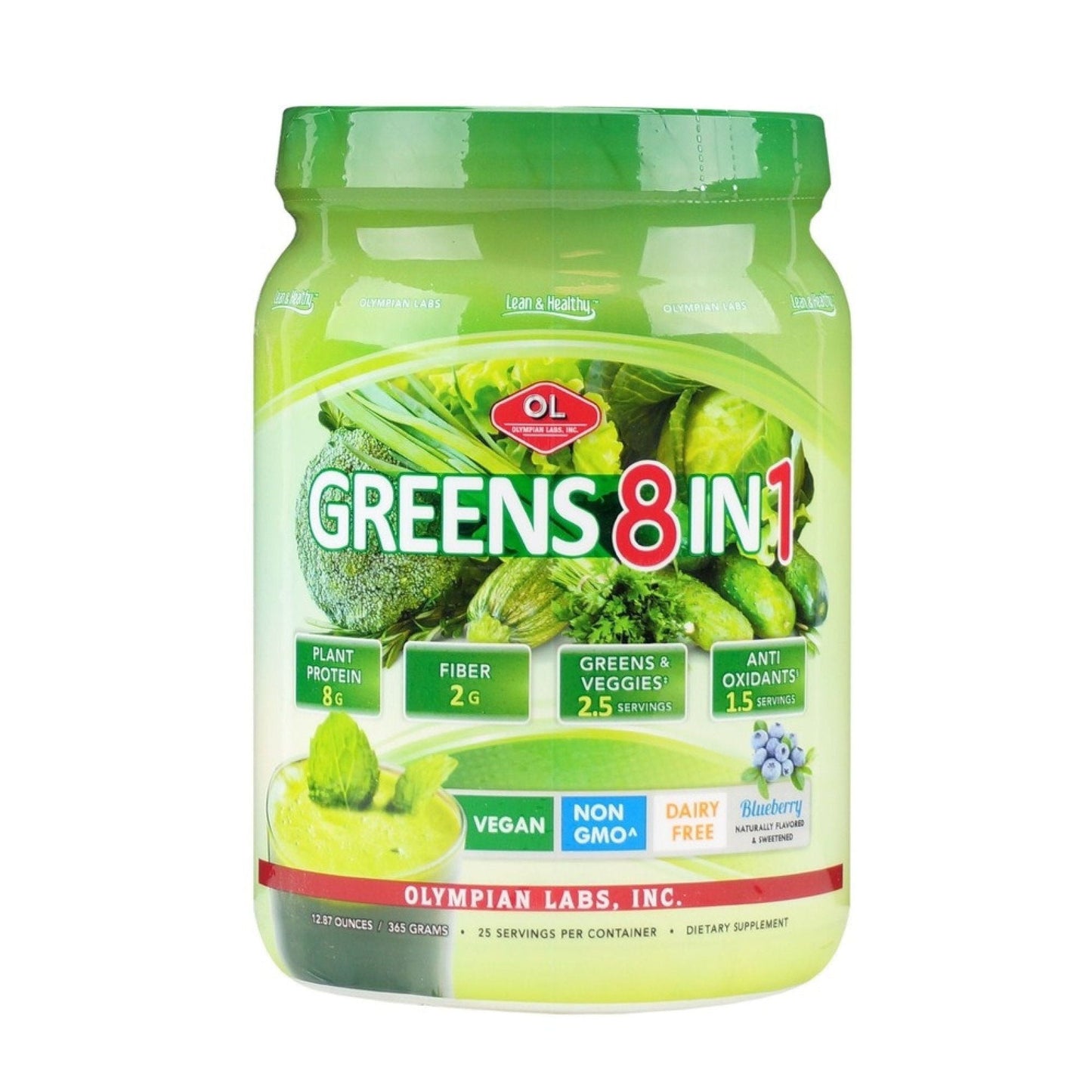 Olympian Labs Greens Protein Powder 8 In 1 Blueberry, 14.2 Oz