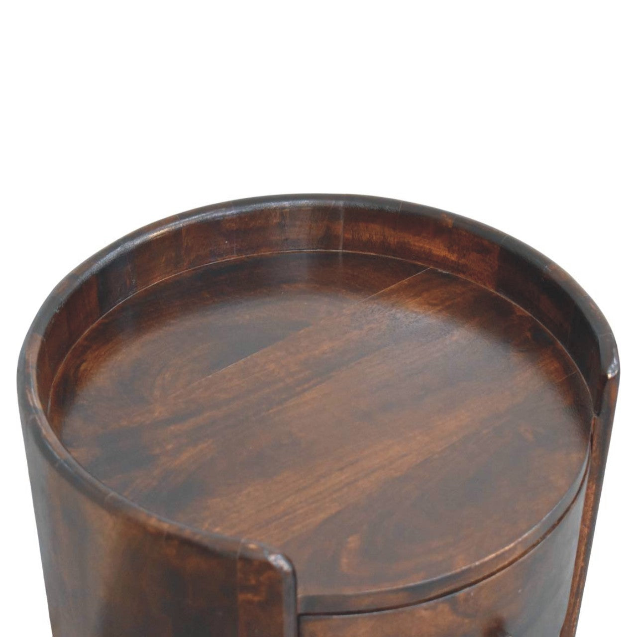 Solid Wood Velvet Mocha Round Side Table