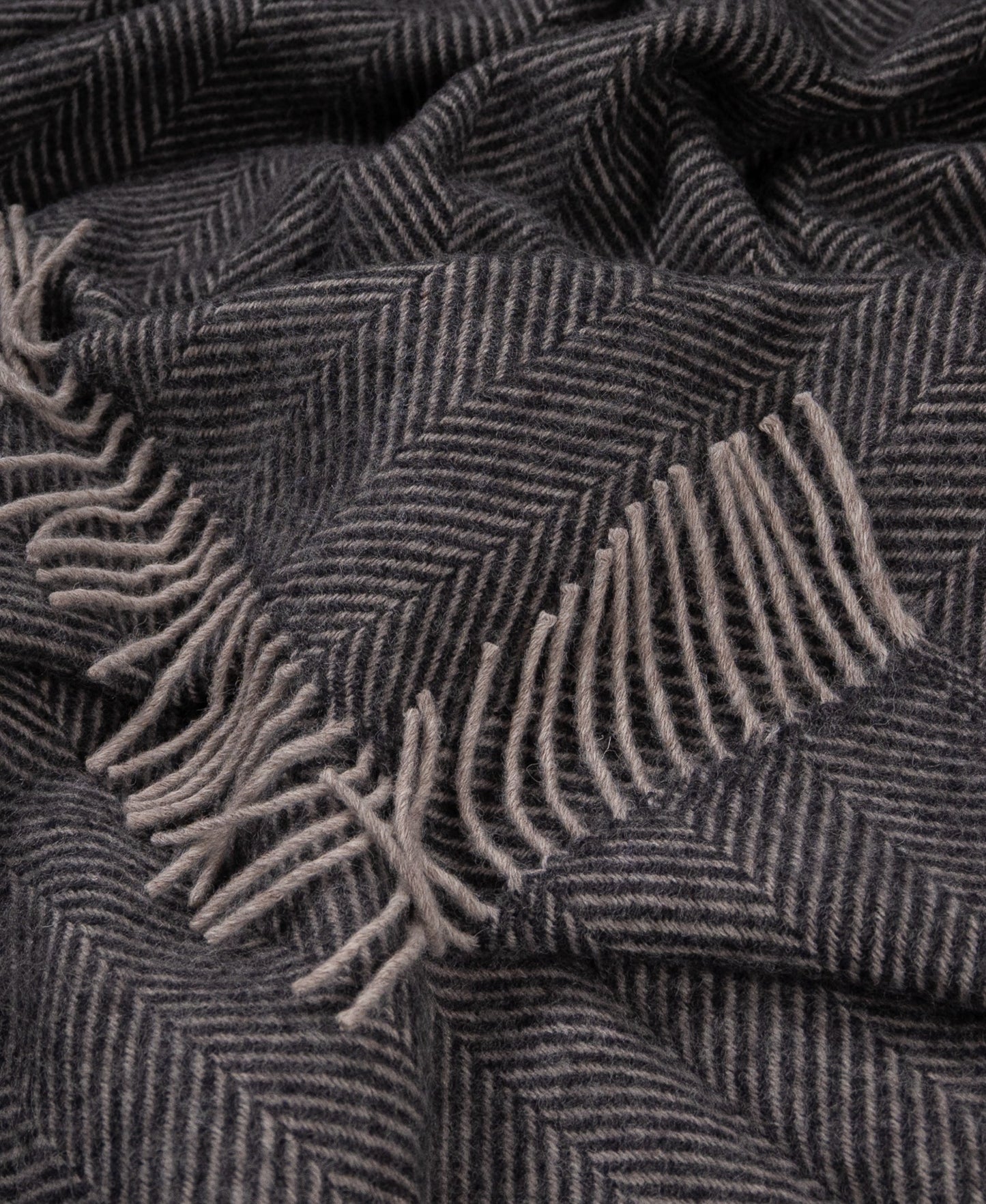 Highland Tweeds Herringbone  Pure New Wool Throw ~ Charcoal ~
