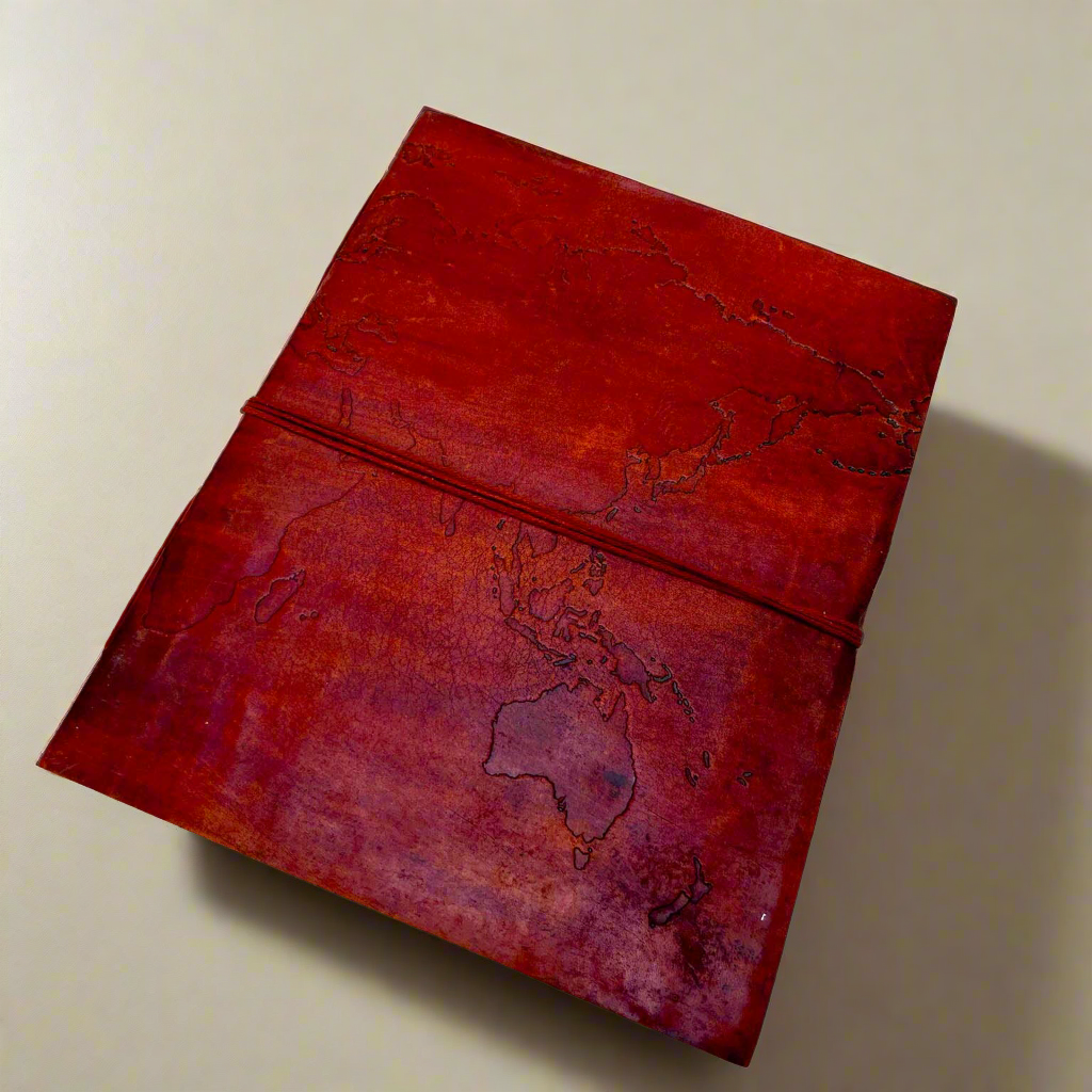 Extra Large World Map Handmade Leather Journal