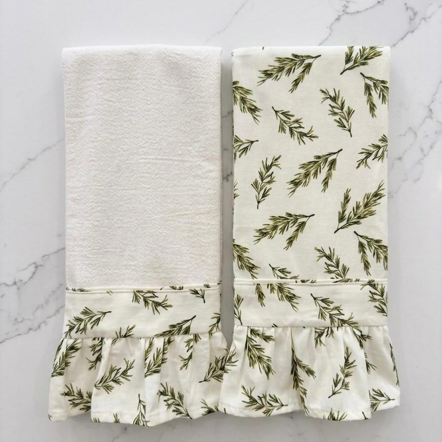 Rosemary Ruffled Kitchen Towels (Set of 2)