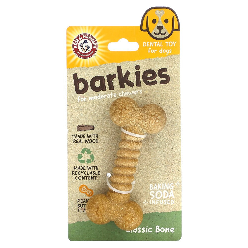 Arm & Hammer PP+Pine Saw Dust Classic Bone Dog Toy Peanut Butter Flavor 5"