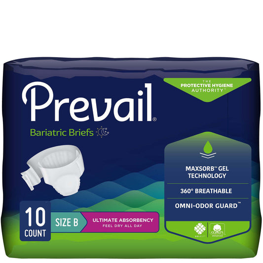 First Quality Unisex Adult Incontinence Brief Prevail Bariatric Tab Closure Size B Disposable Heavy Absorbency, Count Of 4