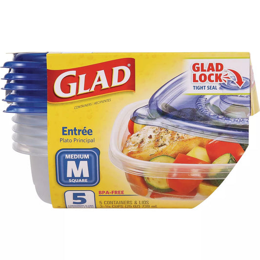 Glad Food Storage Containers, Entree, 25 Ounce