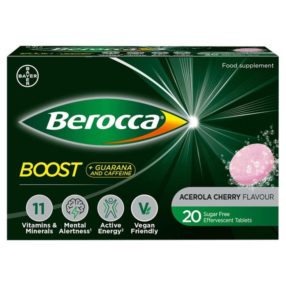 Berocca Boost Energy Vitamin Effervescent 20 Tablets Acerola Cherry Flavour