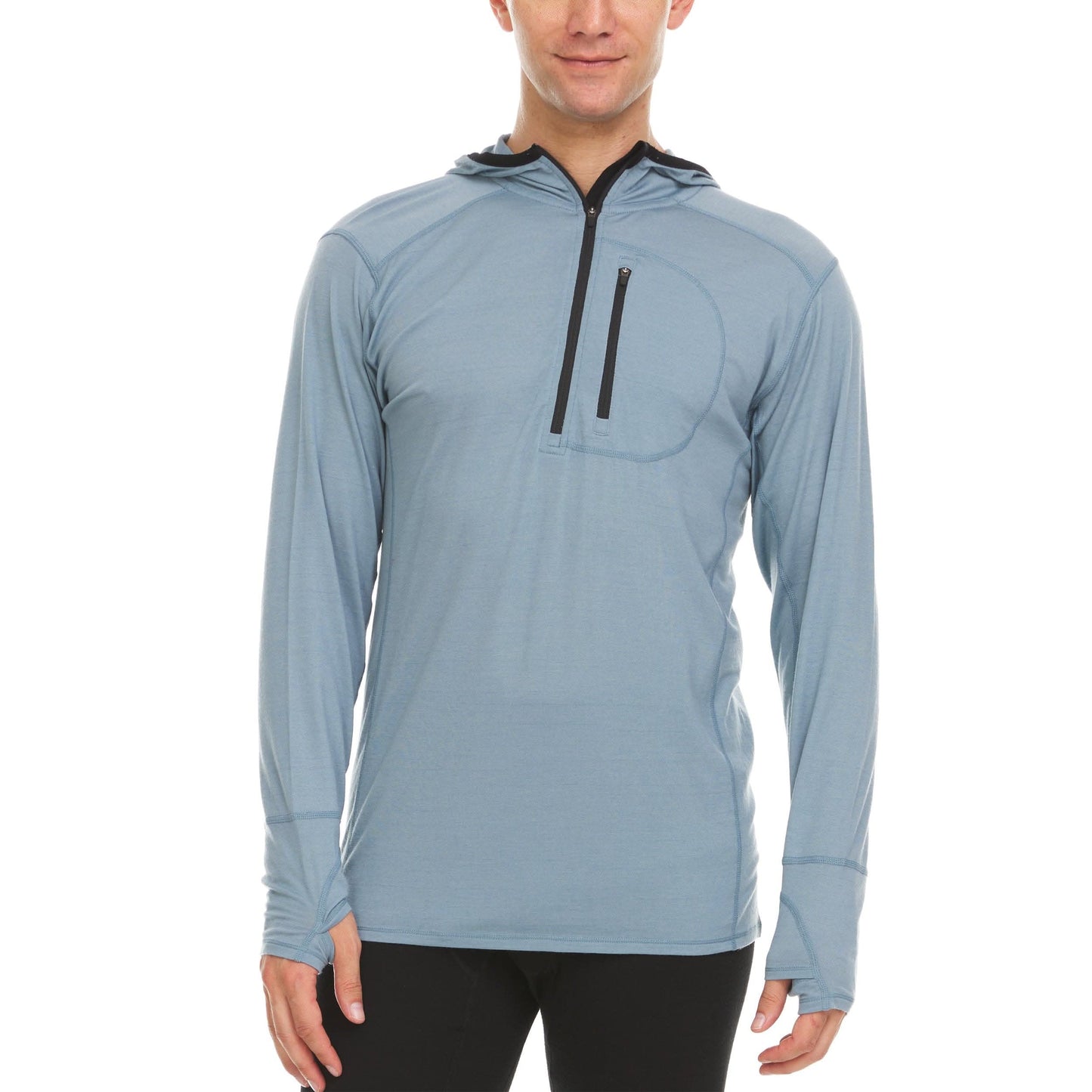 Men's Wool 1/4 Zip Merino Sun Hoodie - Microweight - Osadia Concept Store