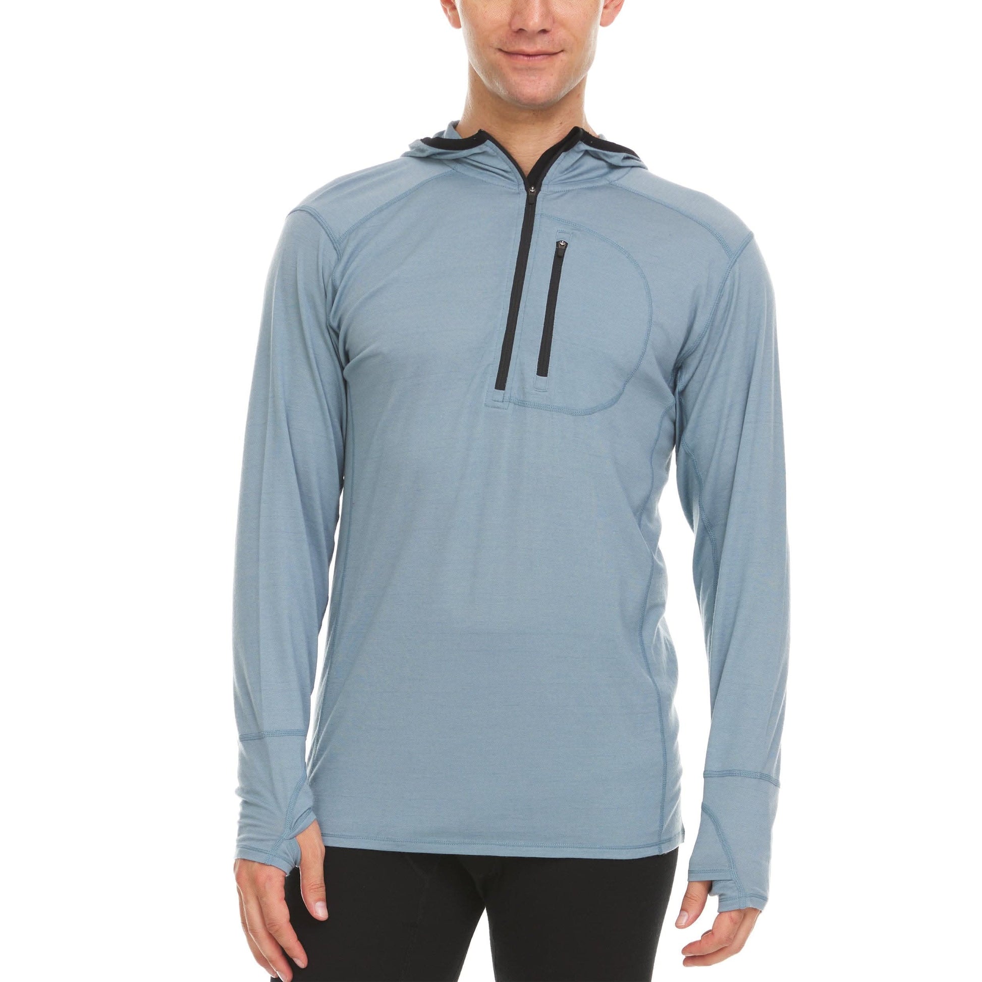 Men's Wool 1/4 Zip Merino Sun Hoodie - Microweight - Osadia Concept Store