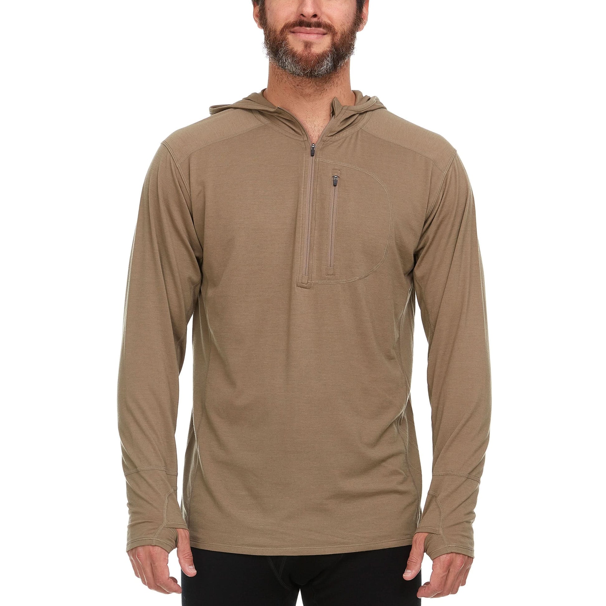 Men's Wool 1/4 Zip Merino Sun Hoodie - Microweight - Osadia Concept Store
