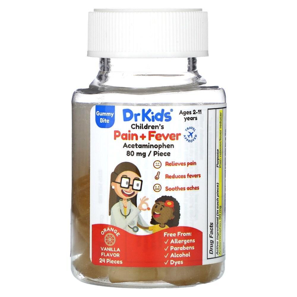DrKids Children's Pain + Fever Gummy Bite Ages 2-11 Years Orange Vanilla - 24 Gummies