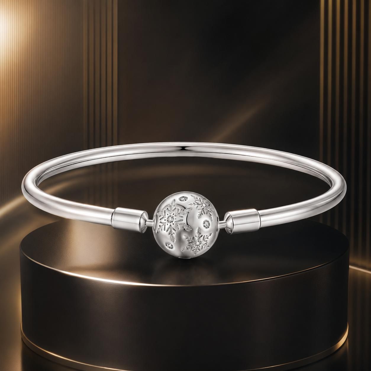 925 Sterling Silver Pavé Setting CZ Bracelet with White Gold Plating for Women - Size 17.0
