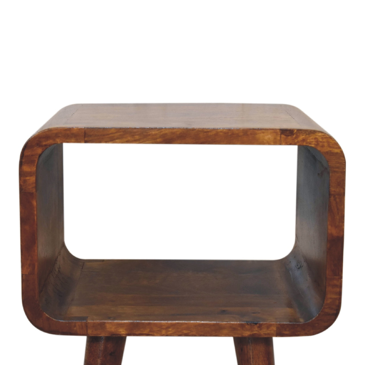 Solid Wood Mini Chestnut Curved Open Bedside Table