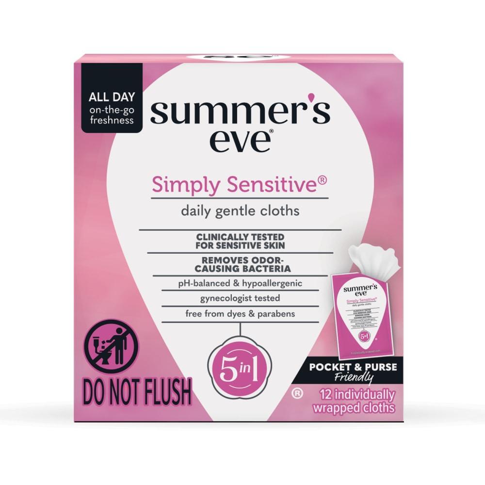 Summer's Eve Simply Sensitive Daily Feminine Wipes, Removes Odor, P H Balanced