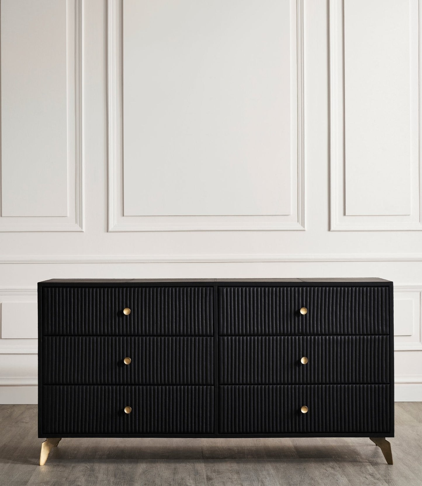Stanford Six Drawer Leather Dresser