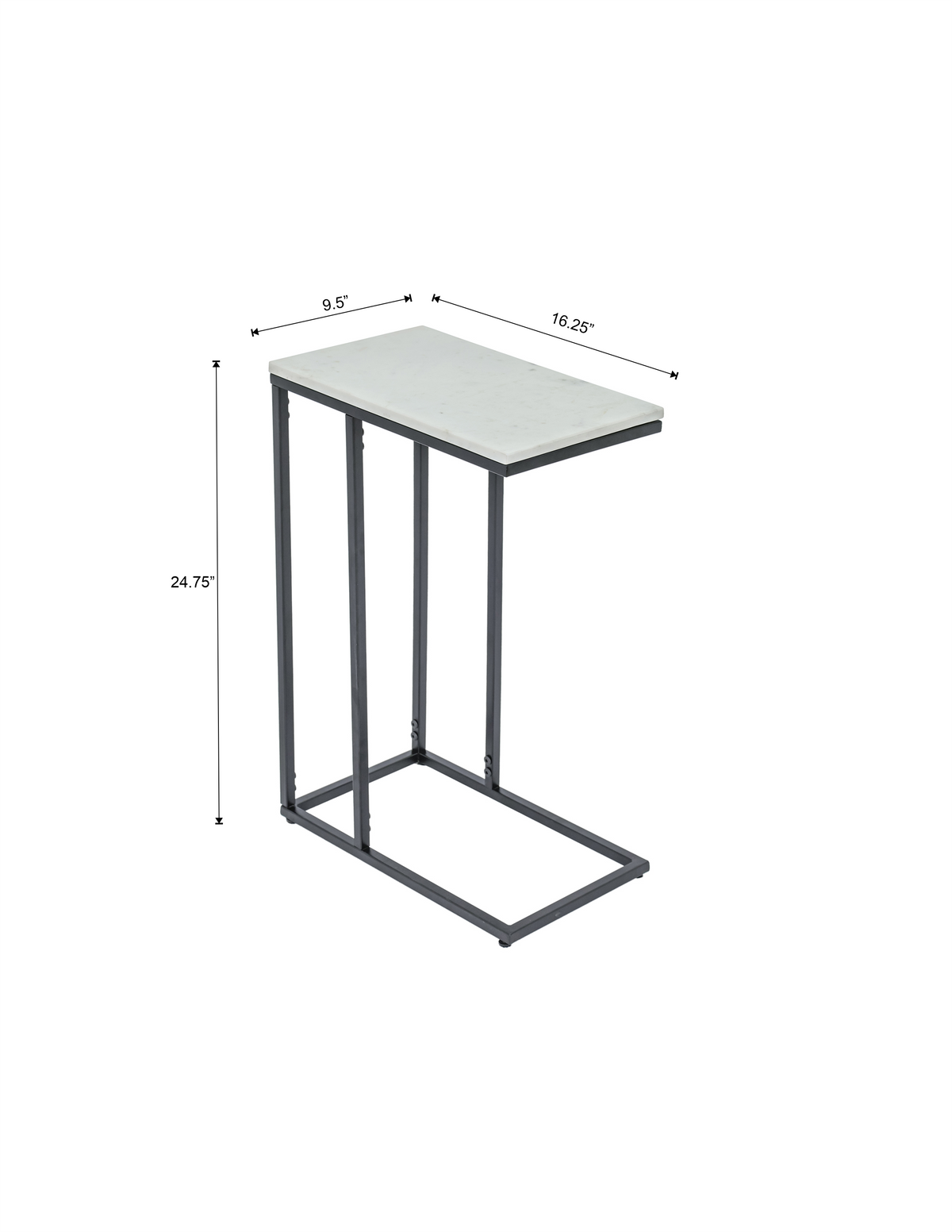 C-Shape Side Table with Marble Top