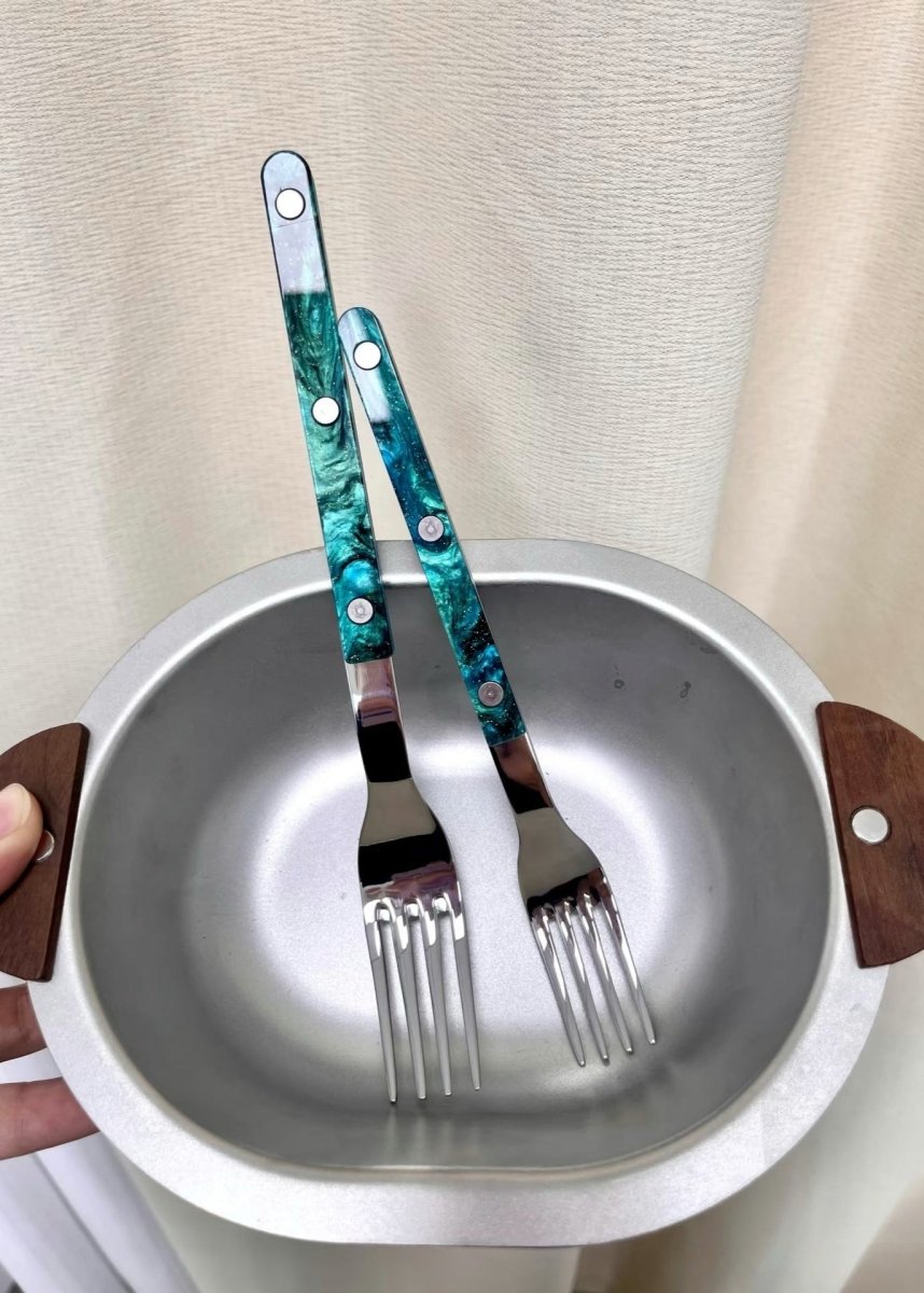 Set Of 10 Pcs Terra Flatware, Modern Elegant Cutlery Silverware