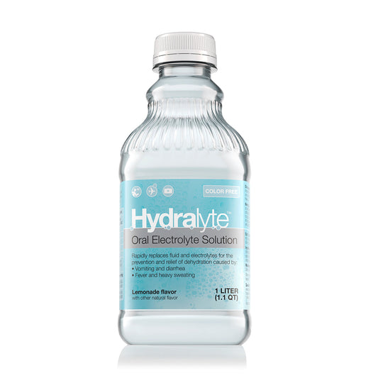 Hydralyte Oral Electrolyte Solution Color-Free, Lemonade, 33.8 Oz