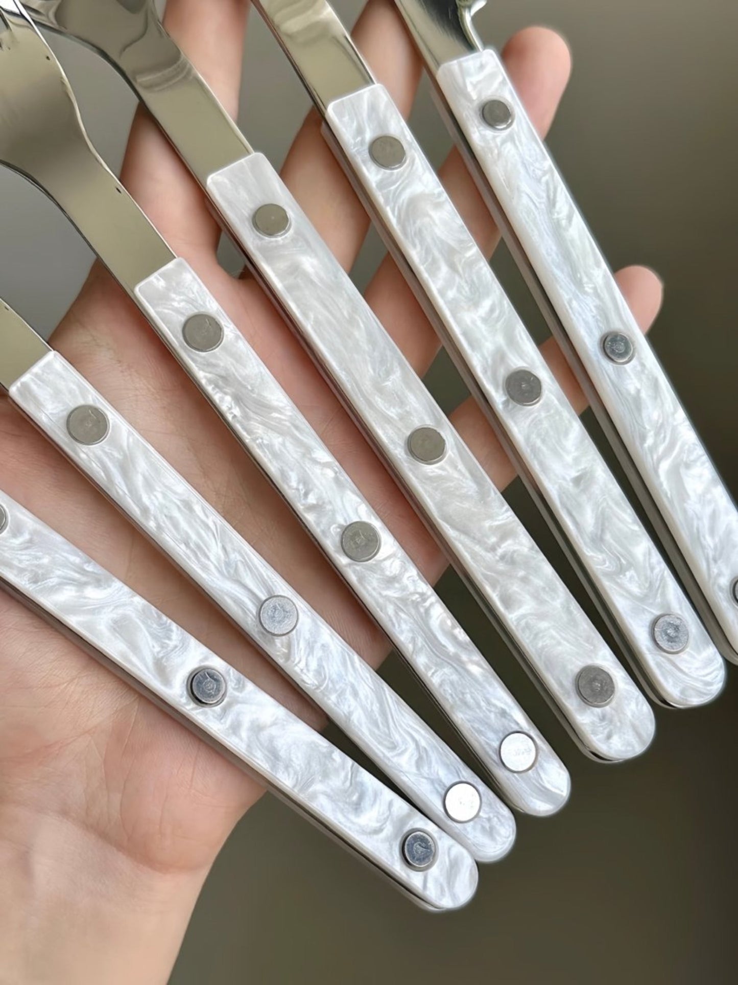 S/10 Modern Nebula Cutlery, Bistrot Style Rivet Flatware Set