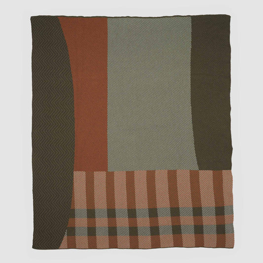 Patchwork Herringbone - Cotton Sustainable Knit Plaid Solid Throw Blanket