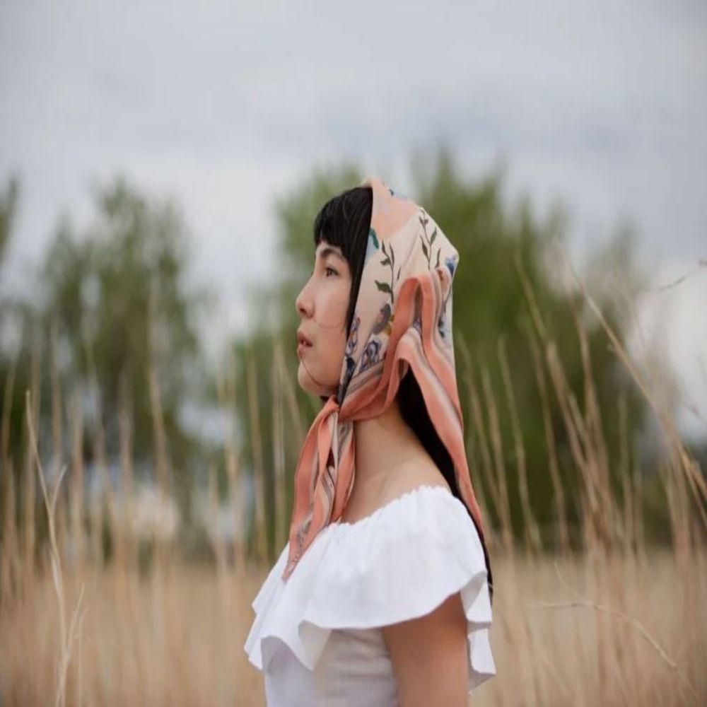 100% Silk Scarf: Columbine - Flowers & Butterflies